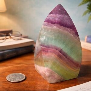 Natural Rainbow Flourite Flame Tower Mental Clarity & Concentration Chakra Reiki